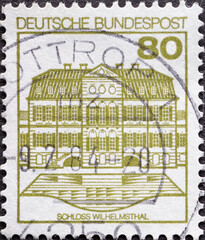 GERMANY - CIRCA 1982 : a postage stamp from Germany, showing historical castles in Germany. Wilhelmsthal Castle