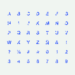 broken alphabet with missing pieces vector