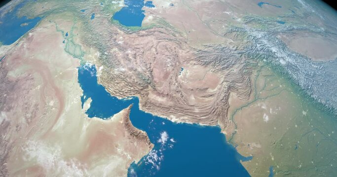 Gulf of Aqaba in planet earth, aerial view from outer space