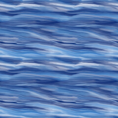 Abstract seamless pattern.   Blue horizontal brush strokes with oil paint. Sea water background. Textile pattern. Digital background.