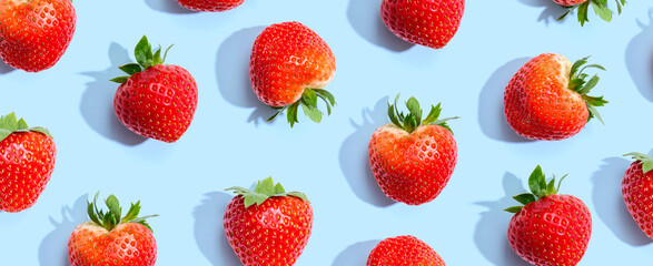 Fresh red strawberries overhead view