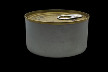 tin can on a black background close up