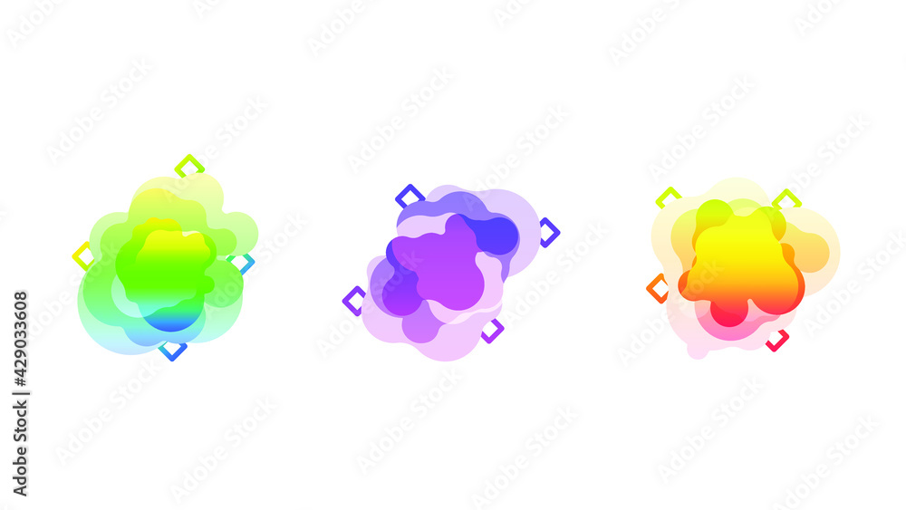 Poster abstract set liquid color collection geometric shapes fluid gradient dynamic elements banner logo ve