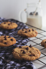 Cookies with milk and chocolate