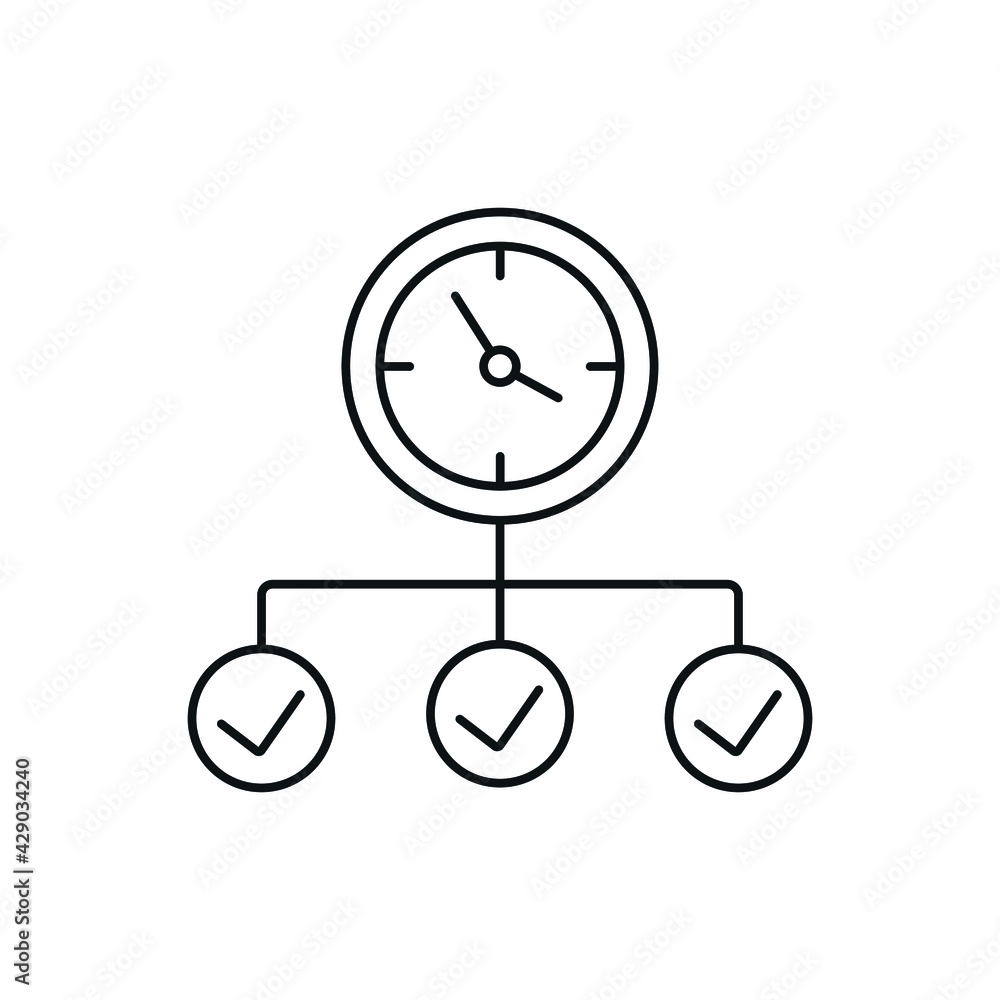 Poster completed tasks linear icon. time management. thin line customizable illustration. contour symbol. v