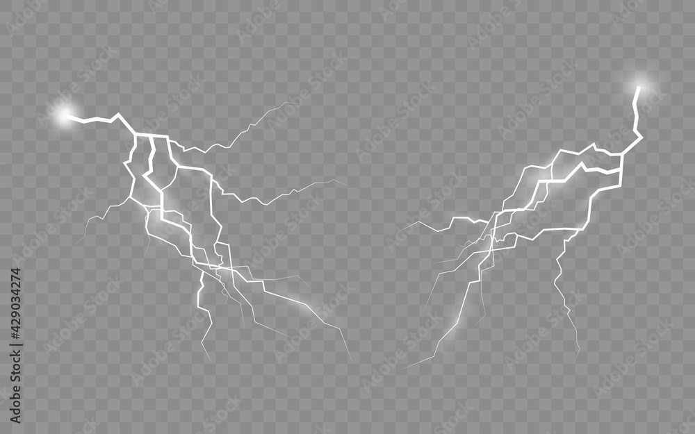Canvas Prints set of zippers, thunderstorm and effect lightning.