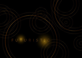 Luxury golden circles abstract geometric tech background. Vector design