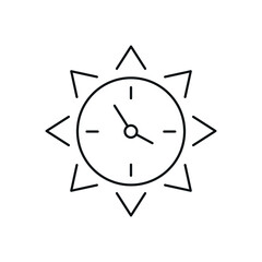 Sun clock linear icon. Time management. Thin line customizable illustration. Contour symbol. Vector isolated outline drawing. Editable stroke