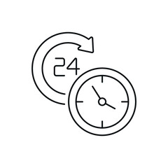 24 hours a day linear icon. Time management. Thin line customizable illustration. Contour symbol. Vector isolated outline drawing. Editable stroke