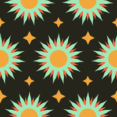 Elegant esoteric shapes seamless pattern vector art.