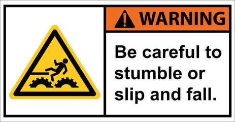 Beware of falling around the driving gear.,Warning sign