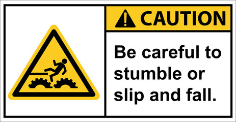 Beware of falling around the driving gear.,Caution sign