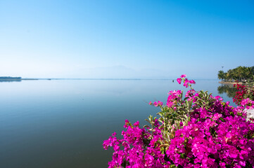 Beautiful lake of Phayao with blue sky at Phayao, Thailand.