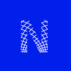 letter N with texture of curved lines that form a lattice