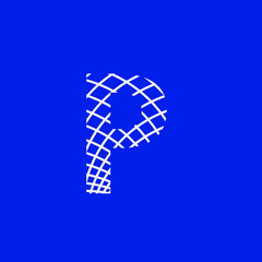 letter P with texture of curved lines that form a lattice
