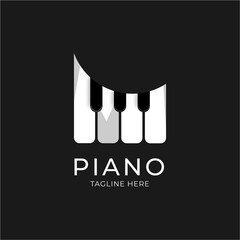 Play Piano Vector Logo Design Template. Icon For Media and Music.