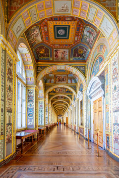 Saint Petersburg, Russia - April 2021: Raphael Loggias in Hermitage museum (Winter palace)