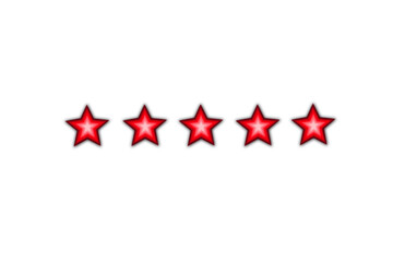 5 star rating or review in survey, poll, giving positive feedback, questionnaire or customer satisfaction research.
