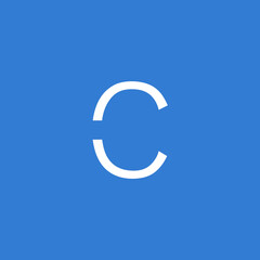 letter C futuristic text in thin stroke with empty space