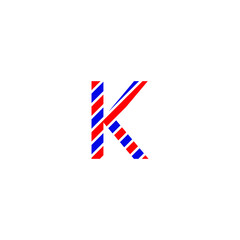 text letter K for design color red and blue flag of France. Creative typography. greeting card, editable vector. Tourism and travel.