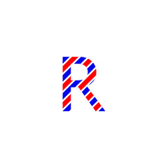 text letter R for design color red and blue flag of France. Creative typography. greeting card, editable vector. Tourism and travel.