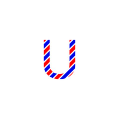 Obraz premium text letter U for design color red and blue flag of France. Creative typography. greeting card, editable vector. Tourism and travel.