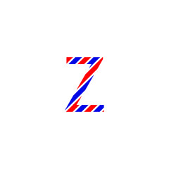 text letter Z for design color red and blue flag of France. Creative typography. greeting card, editable vector. Tourism and travel.