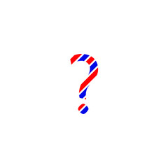 question symbol for design color red and blue flag of France. Creative typography. greeting card, editable vector. Tourism and travel.