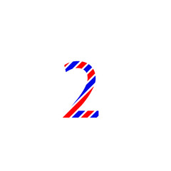text number 2 two for design color red and blue flag of France. Creative typography. greeting card, editable vector. Tourism and travel.