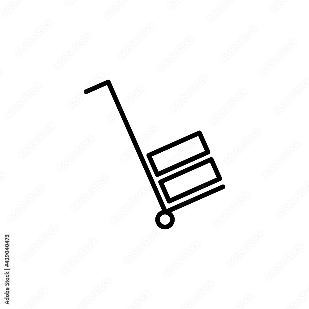 Poster handcart line icon. editable stroke. design template vector