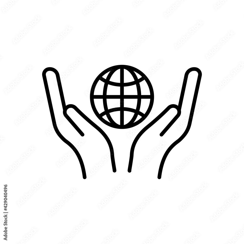 Poster hand line icon with globe . planet earth. editable stroke. design template vector