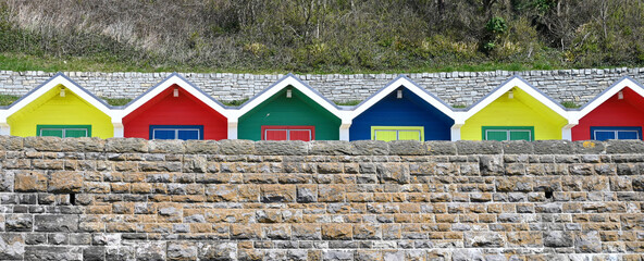 Colorful Beach Huts at Barry Island, Wales, UK