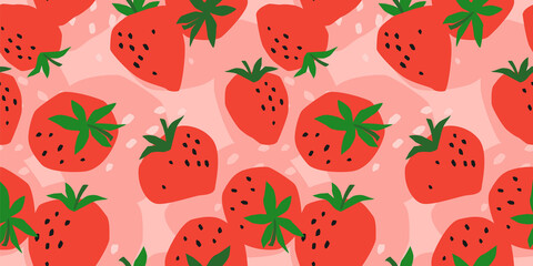 Vector seamless pattern with Strawberry. Trendy hand drawn textures. Modern abstract design - 429041215