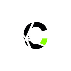 letter sign C green market expansion symbol