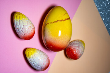 Easter eggs with chocolate with a surprise inside