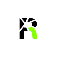 letter sign R green market expansion symbol