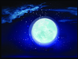 moon and clouds at night vector art