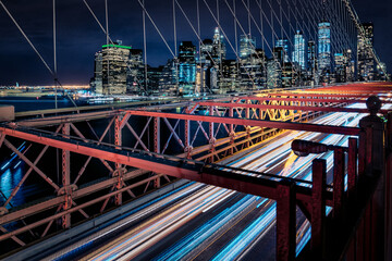 New York City Skyline at night from the Brooklyn Bridge