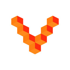 Fototapeta premium letter V icon, from volumetric blocks