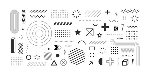 Set Of Geometric Shapes. Abstract design symbols and elements . Vector illustration