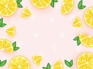 Abstract background. Lemon background for advertising. Banner with fresh lemon. Vector illustration