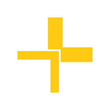 religious image logo in yellow color, editable vector cross