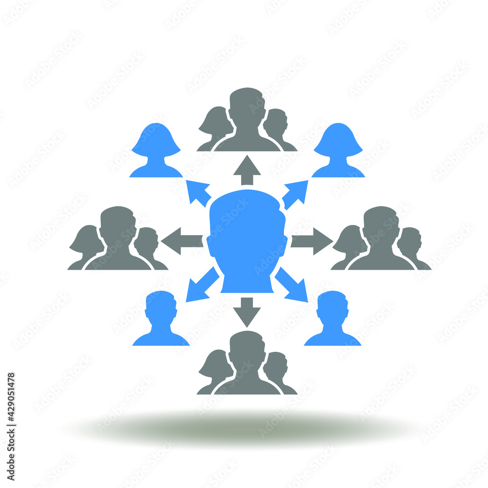 Poster people flowchart structure organization network vector illustration. delegation symbol. delegating i