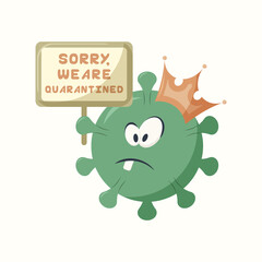 Vector illustration. Sorry we are quarantined. Flash Covid-19. Corona virus.