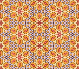 Abstract colorful doodle flower seamless pattern. Floral background. Mosaic, tile of thin line ornament.