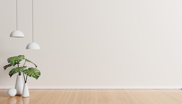 The interior has a armchair on empty white wall background.,Scandinavian style.3d rendering