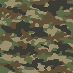 Fototapeta premium Camouflage military seamless green vector pattern for clothing, fabric prints. modern.