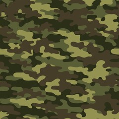 Fototapeta premium Camouflage military seamless vector green pattern for clothing, fabric prints. modern.