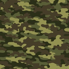 Camouflage military seamless vector green pattern for clothing, fabric prints. modern.