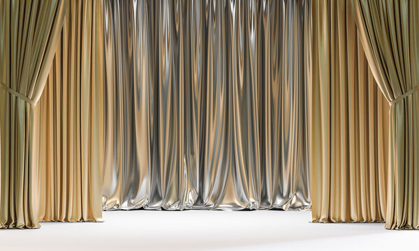 Classic Gold And Silver Colored Curtains.